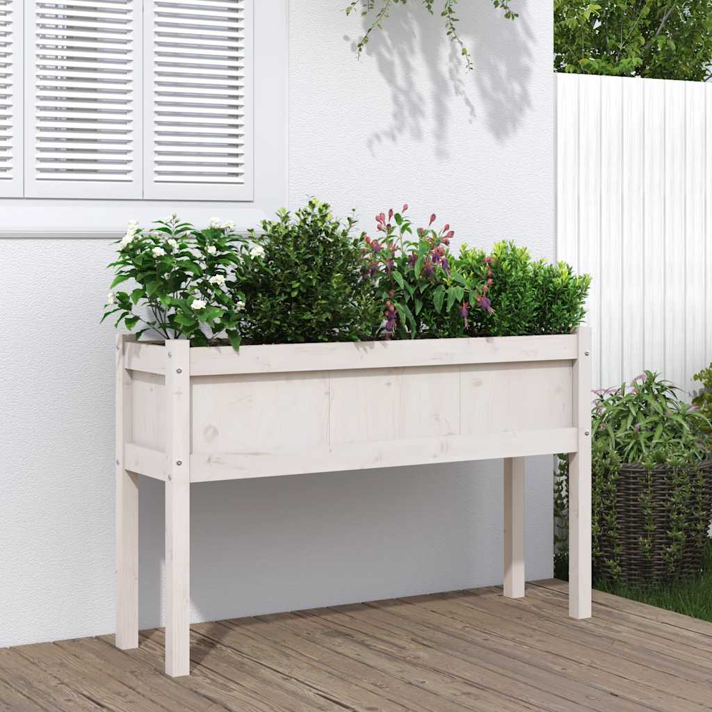 Vidaxx Pflanzgefäß mit Beinen 110x31x70 cm massives Kiefernholz weiß