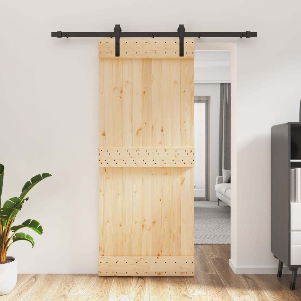 VidaXL Schiebetür mit Beschlägen 85x210 cm massives Kiefernholz