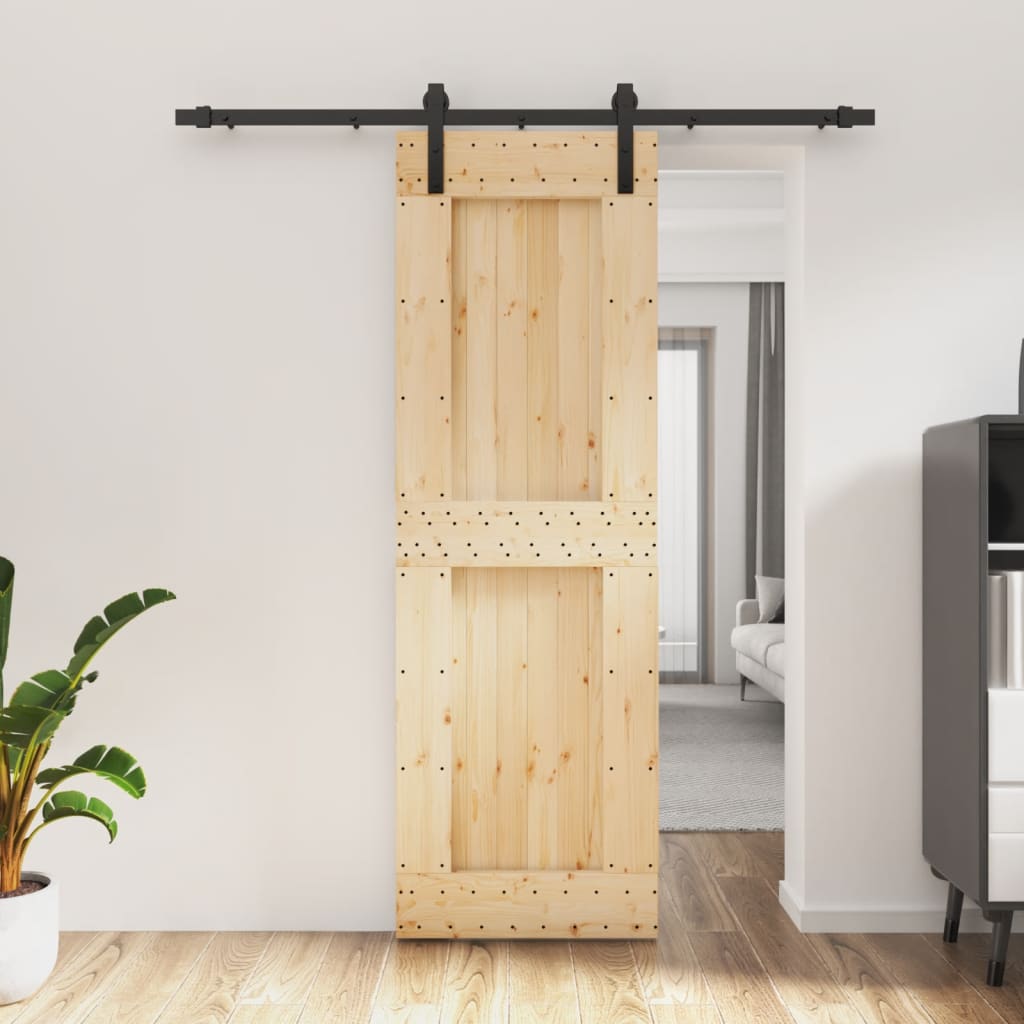 VidaXL Schiebetür mit Beschlägen 70x210 cm massives Kiefernholz