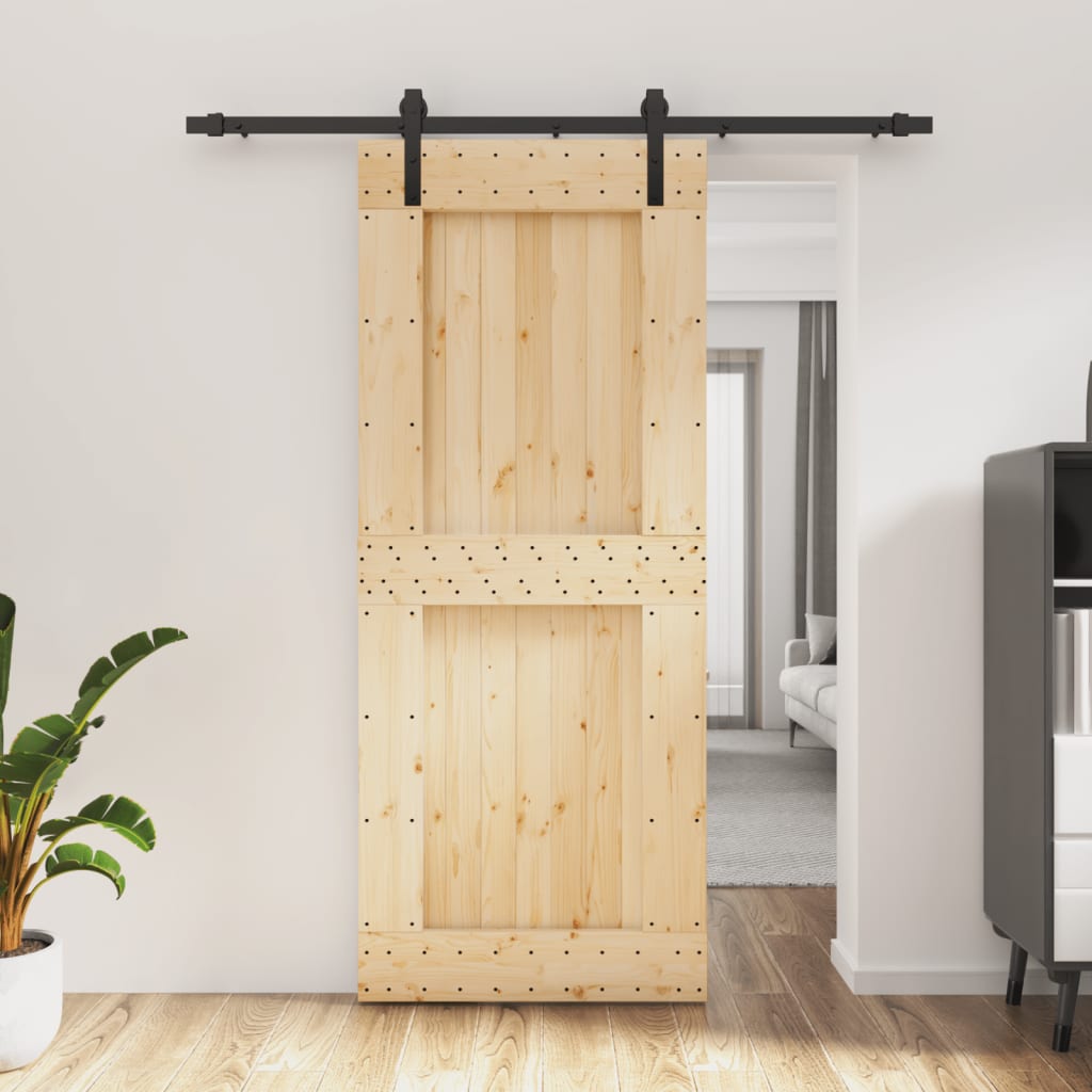 VidaXL Schiebetür mit Beschlägen 85x210 cm massives Kiefernholz
