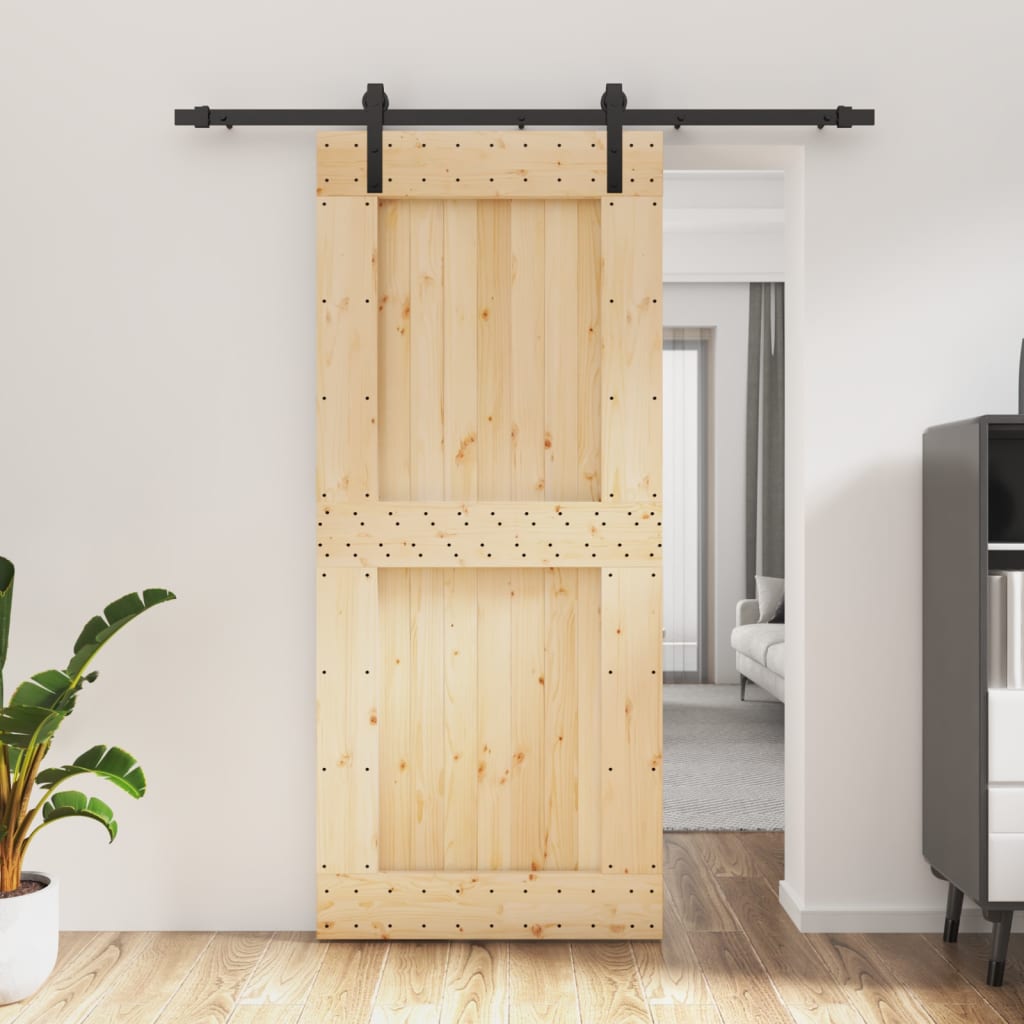 VidaXL Schiebetür mit Beschlägen 90x210 cm massives Kiefernholz