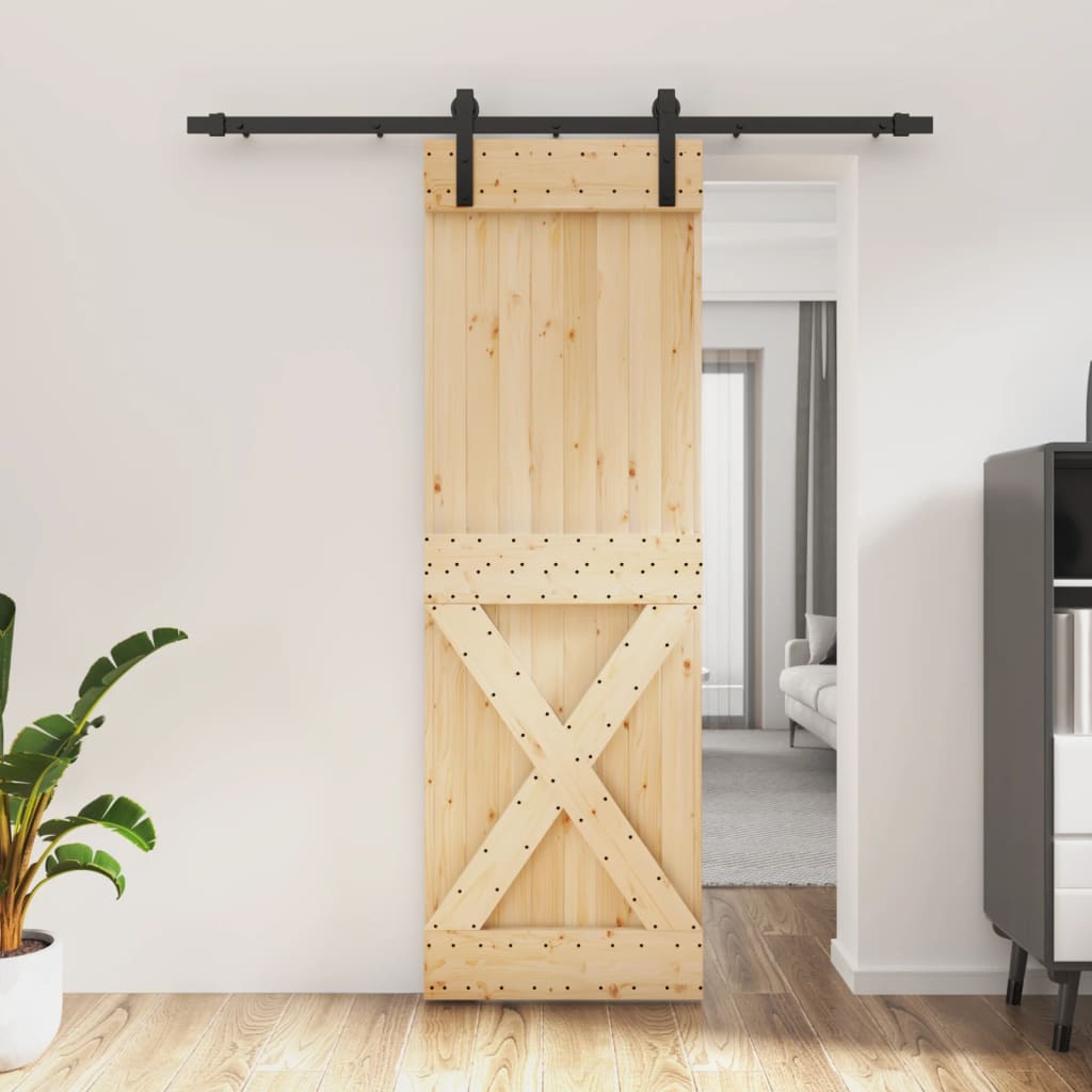 VidaXL Schiebetür mit Beschlägen 70x210 cm massives Kiefernholz