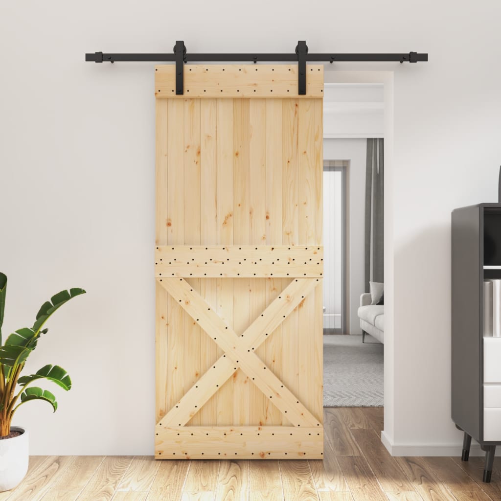 VidaXL Schiebetür mit Beschlägen 90x210 cm massives Kiefernholz