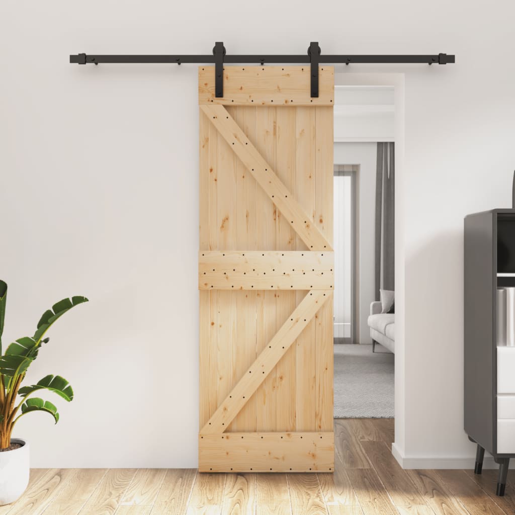 VidaXL Schiebetür mit Beschlägen 70x210 cm massives Kiefernholz