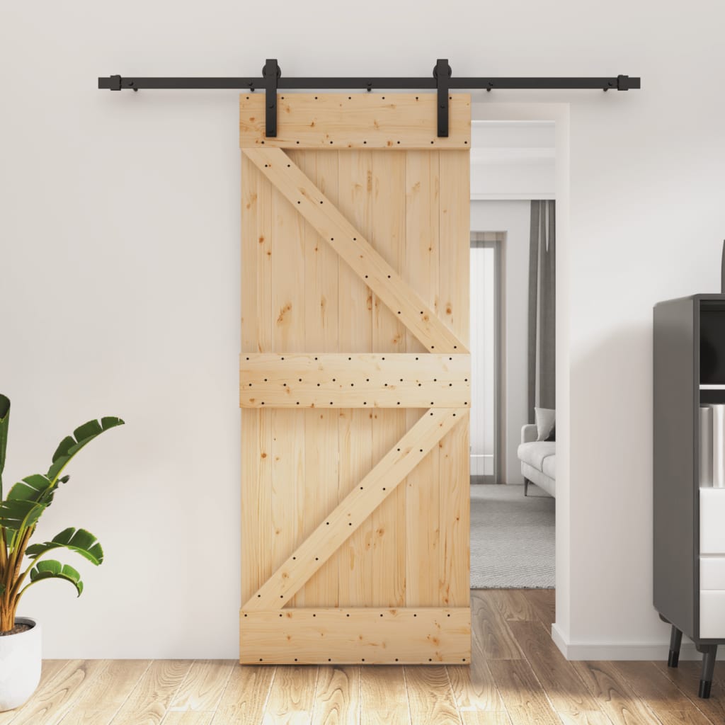 VidaXL Schiebetür mit Beschlägen 85x210 cm massives Kiefernholz
