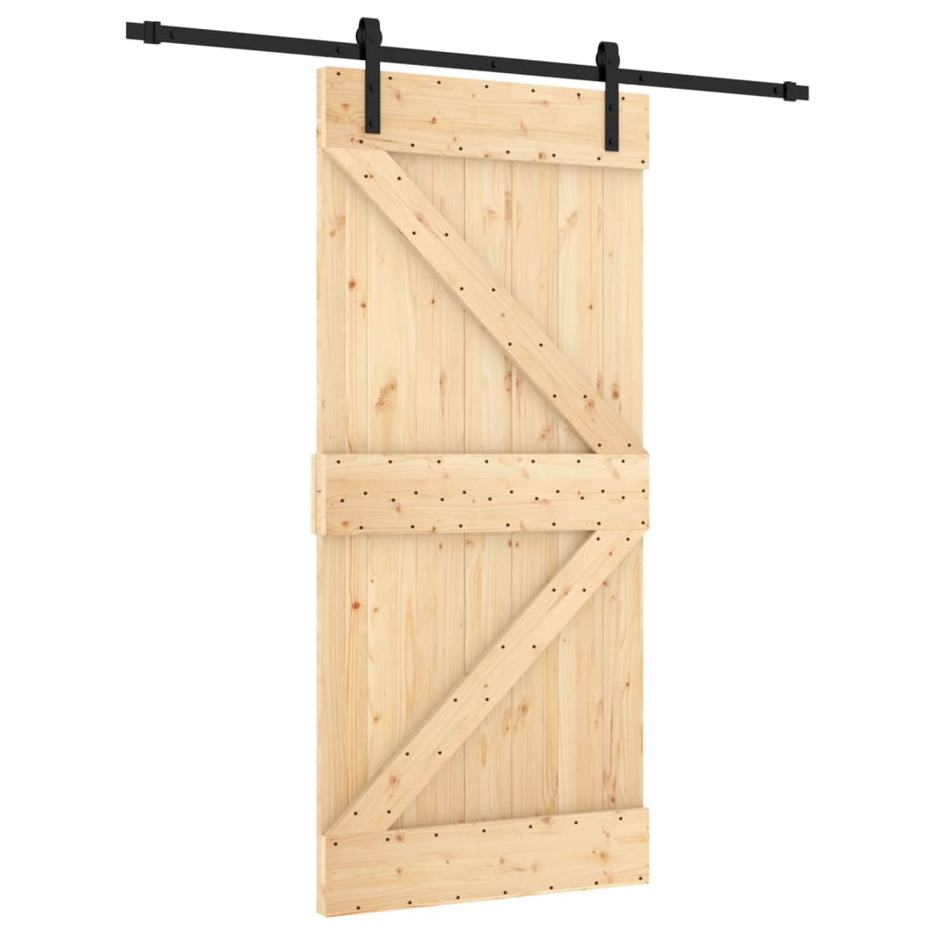 VidaXL Schiebetür mit Beschlägen 95x210 cm massives Kiefernholz