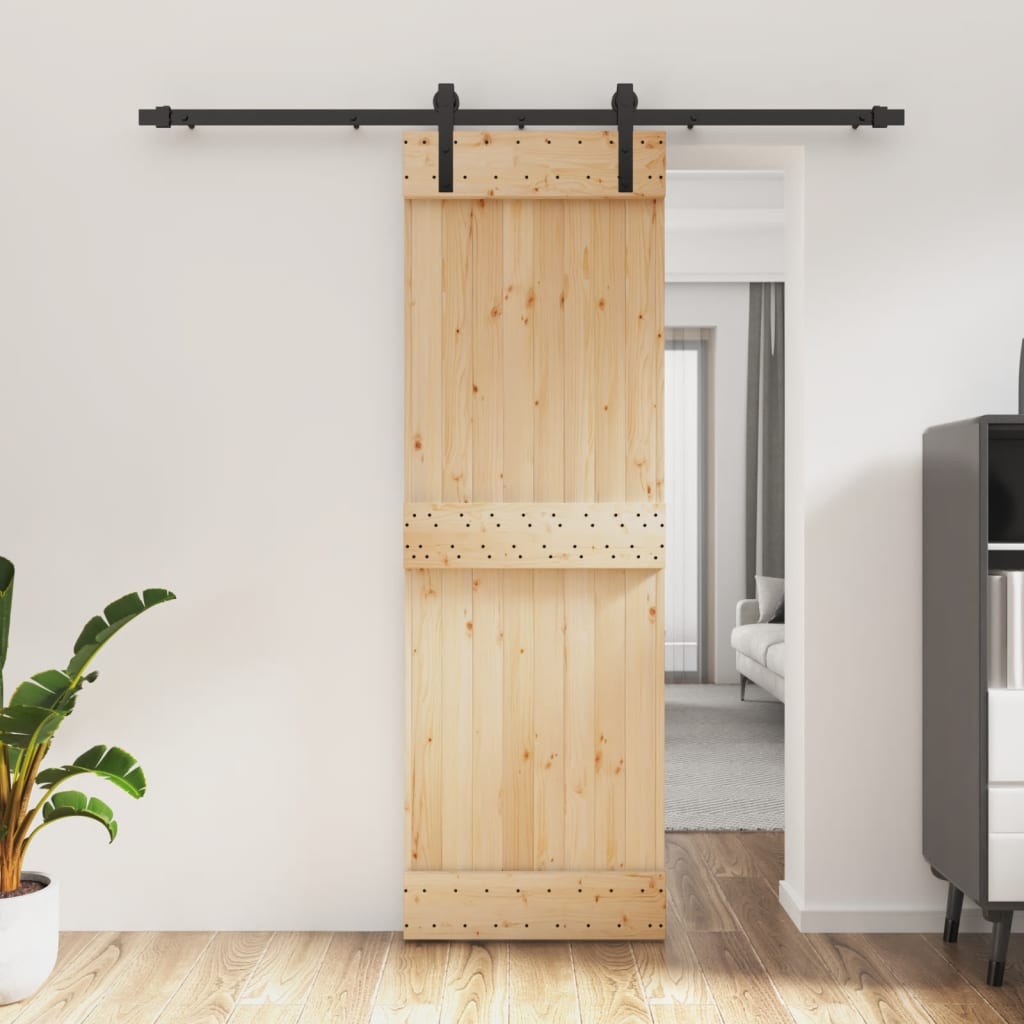 VidaXL Schiebetür mit Beschlägen 70x210 cm massives Kiefernholz