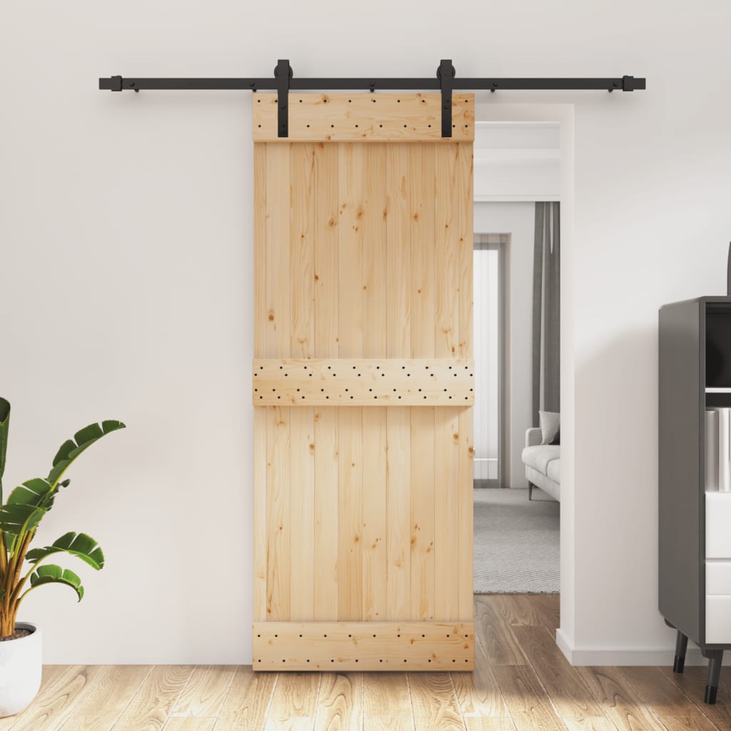 VidaXL Schiebetür mit Beschlägen 80x210 cm massives Kiefernholz