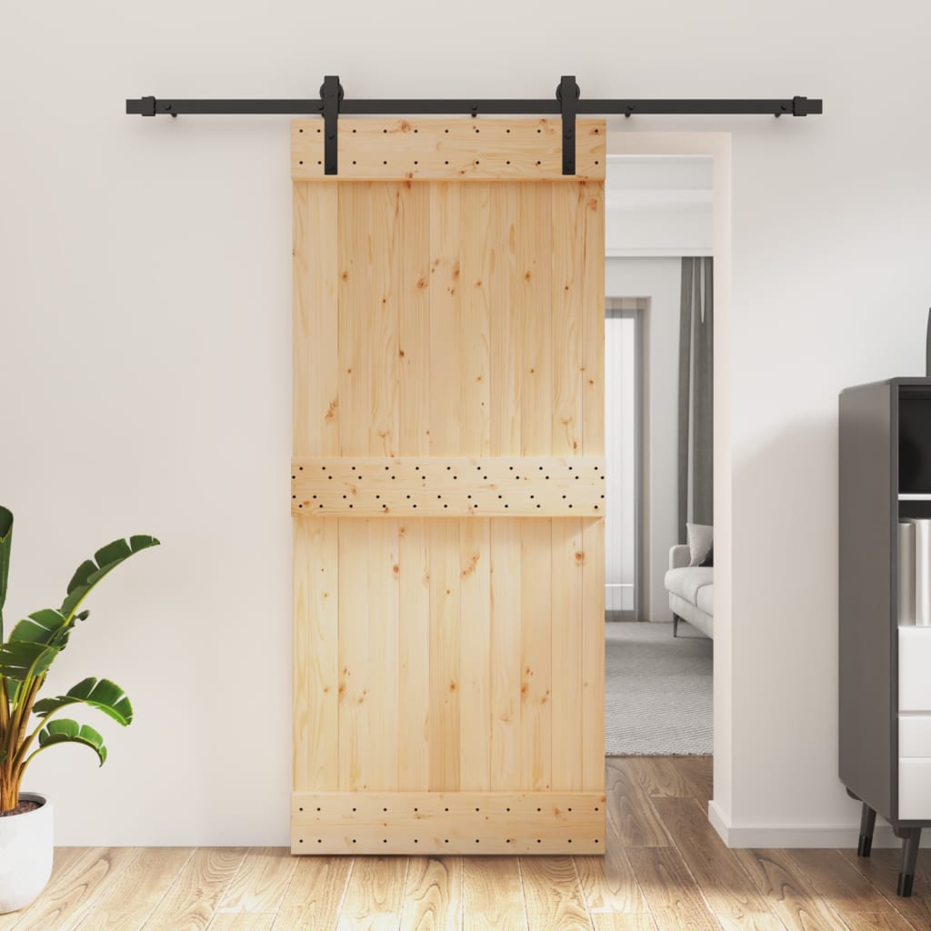 VidaXL Schiebetür mit Beschlägen 90x210 cm massives Kiefernholz