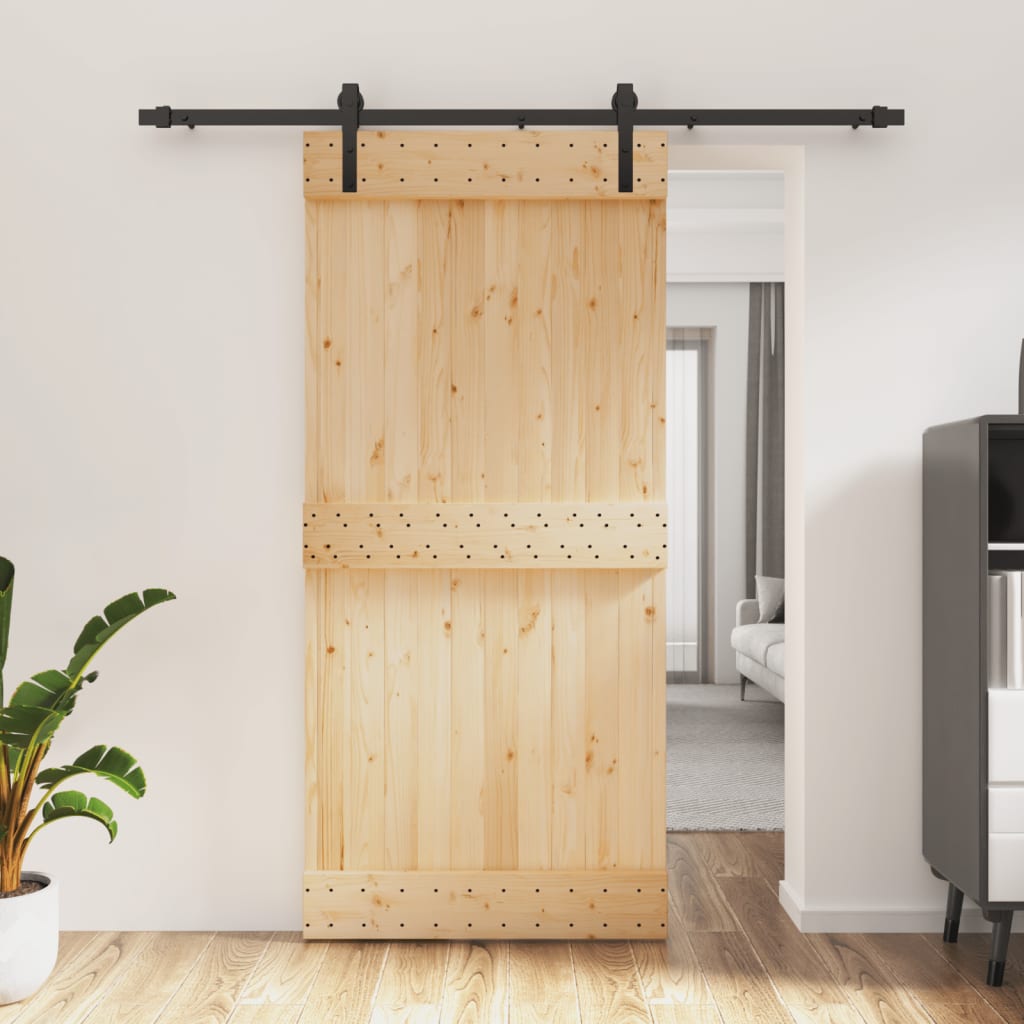 VidaXL Schiebetür mit Beschlägen 95x210 cm massives Kiefernholz