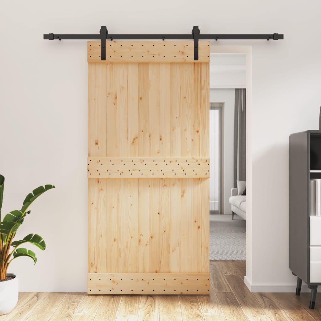 VidaXL Schiebetür mit Beschlägen 100x210 cm massives Kiefernholz