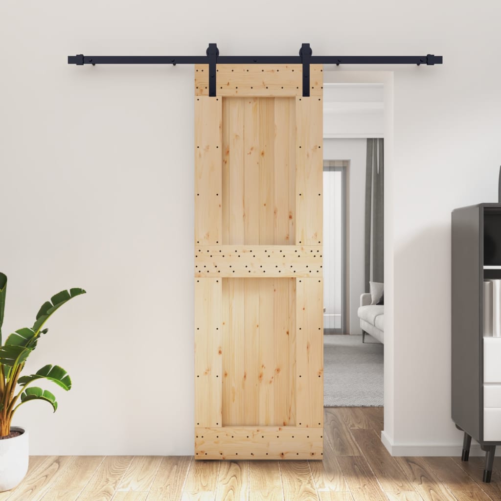 VidaXL Schiebetür mit Beschlägen 70x210 cm massives Kiefernholz