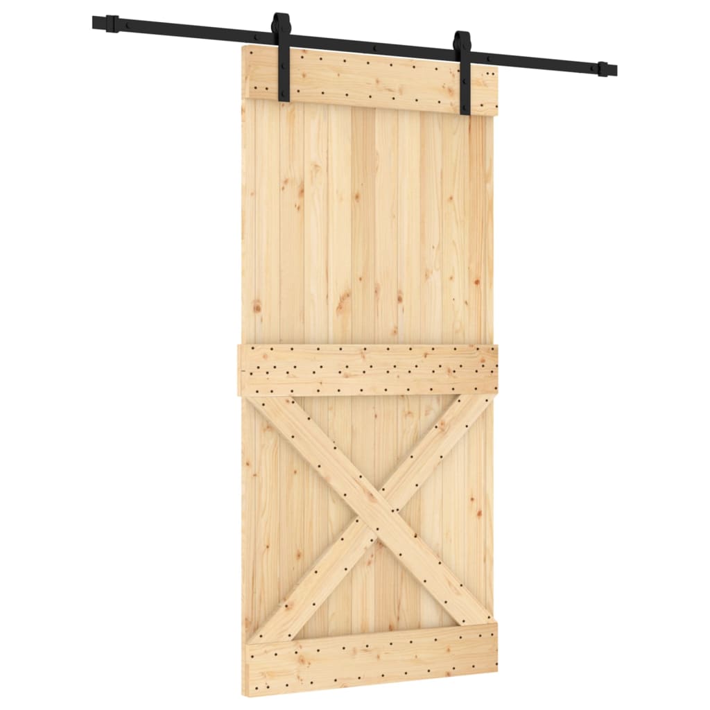 VidaXL Schiebetür mit Beschlägen 95x210 cm massives Kiefernholz