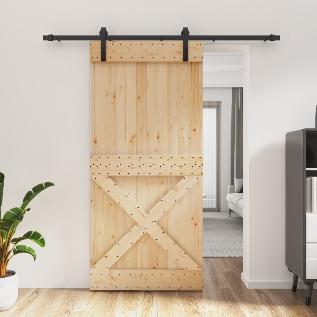 VidaXL Schiebetür mit Beschlägen 95x210 cm massives Kiefernholz