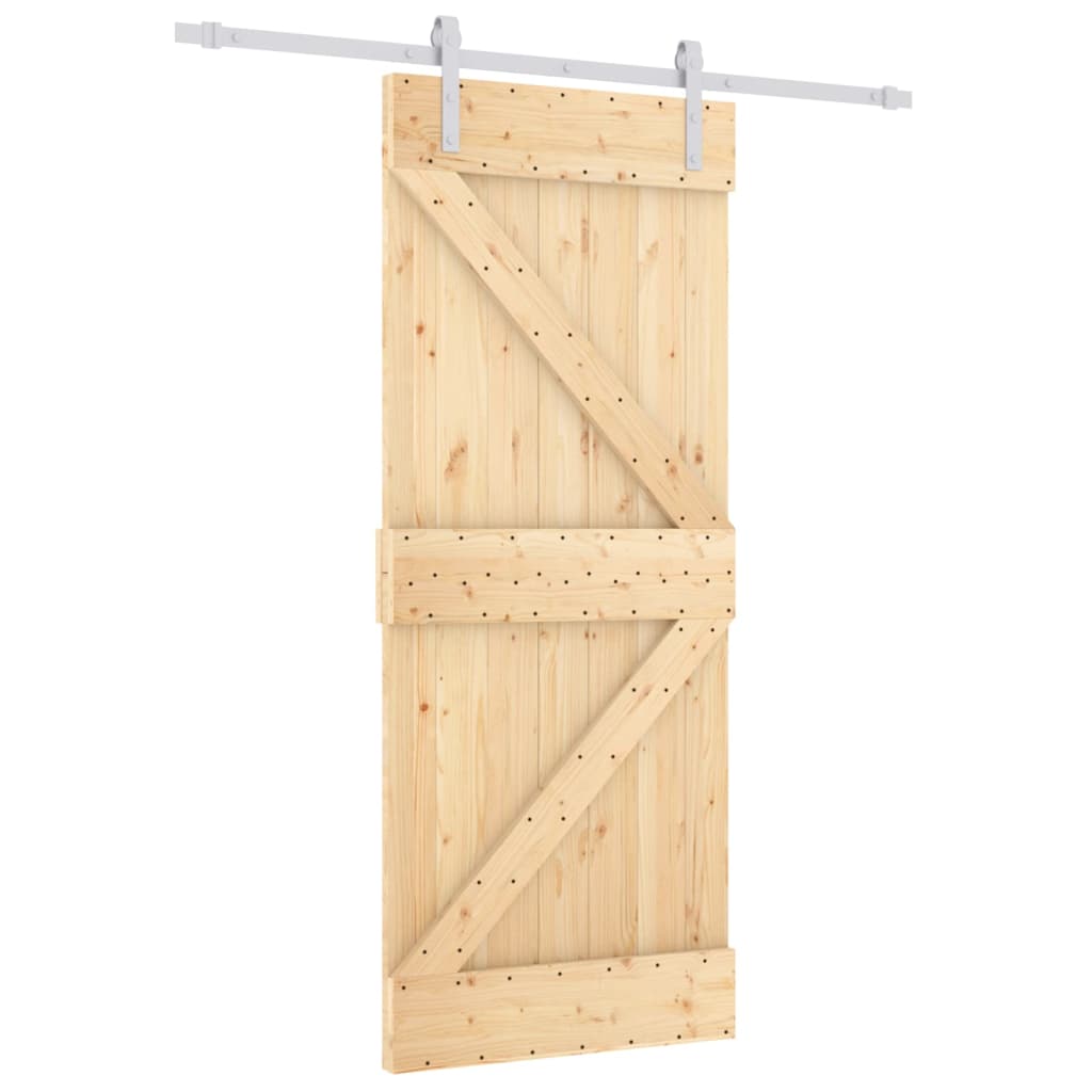 VidaXL Schiebetür mit Beschlägen 85x210 cm massives Kiefernholz