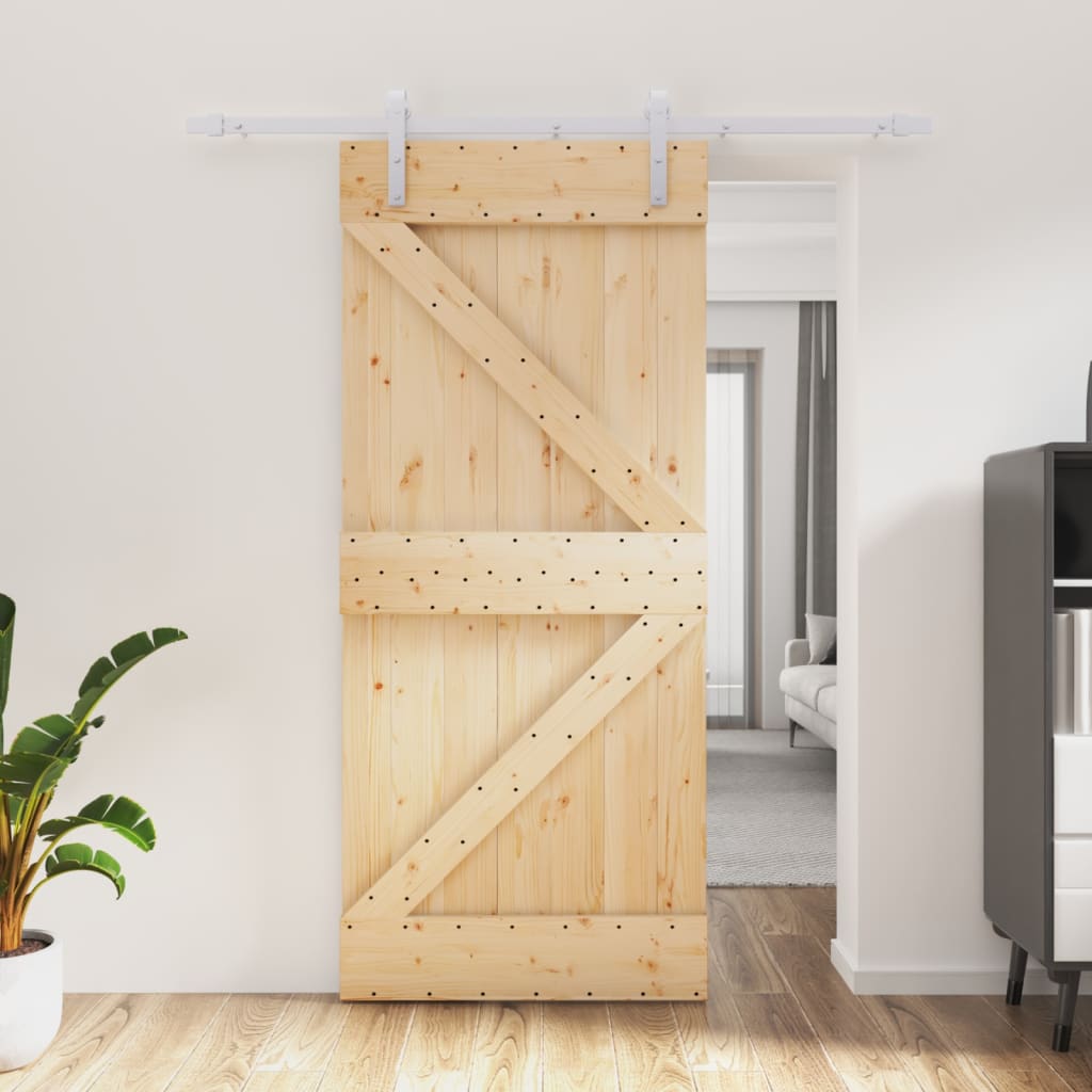 VidaXL Schiebetür mit Beschlägen 90x210 cm massives Kiefernholz