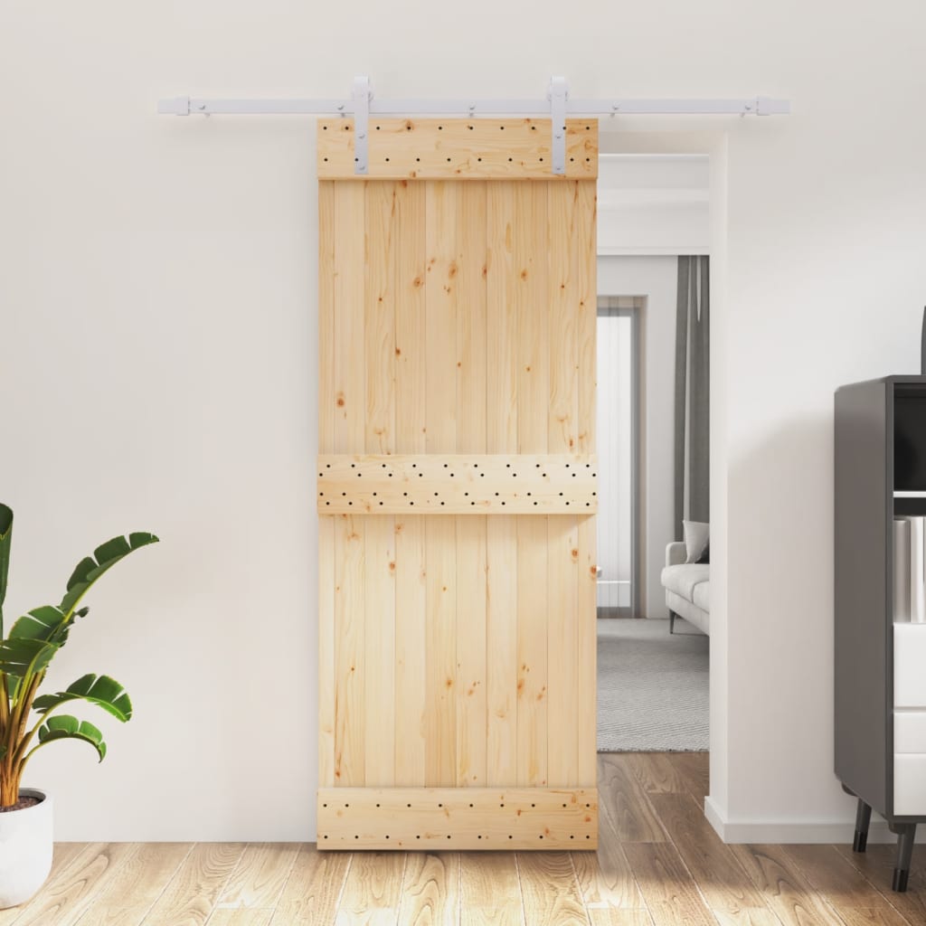 VidaXL Schiebetür mit Beschlägen 80x210 cm massives Kiefernholz