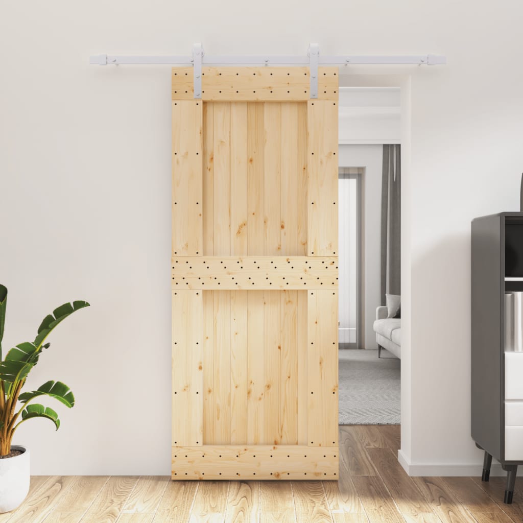 VidaXL Schiebetür mit Beschlägen 85x210 cm massives Kiefernholz