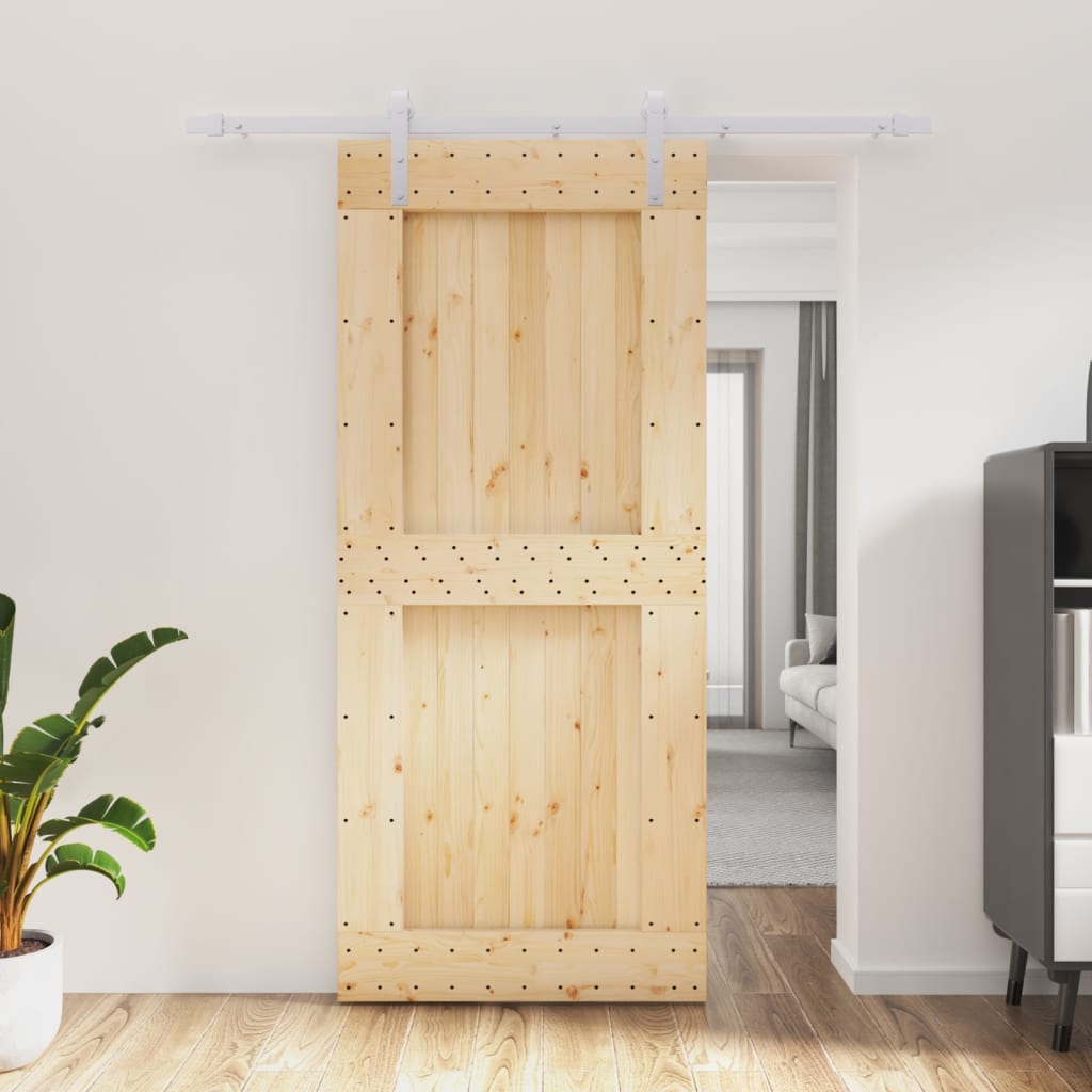 VidaXL Schiebetür mit Beschlägen 90x210 cm massives Kiefernholz