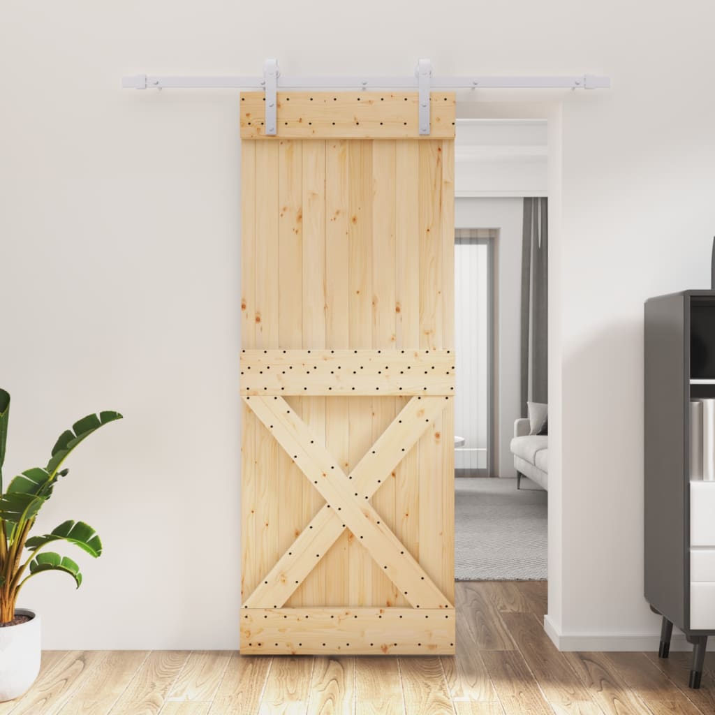 VidaXL Schiebetür mit Beschlägen 80x210 cm massives Kiefernholz