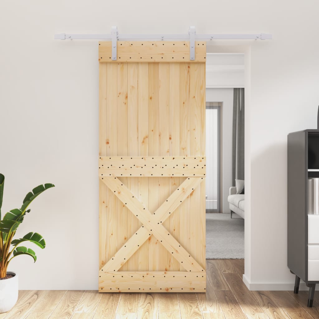 VidaXL Schiebetür mit Beschlägen 90x210 cm massives Kiefernholz