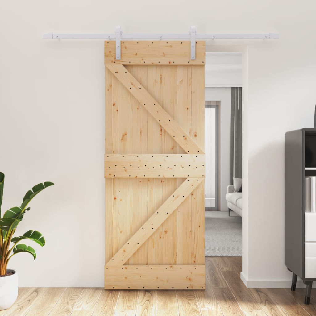 VidaXL Schiebetür mit Beschlägen 85x210 cm massives Kiefernholz