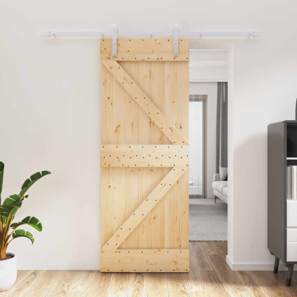 VidaXL Schiebetür mit Beschlägen 80x210 cm massives Kiefernholz