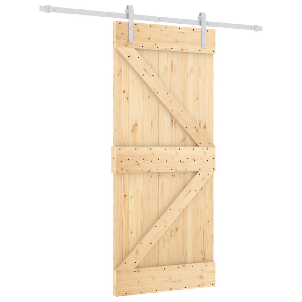 VidaXL Schiebetür mit Beschlägen 90x210 cm massives Kiefernholz