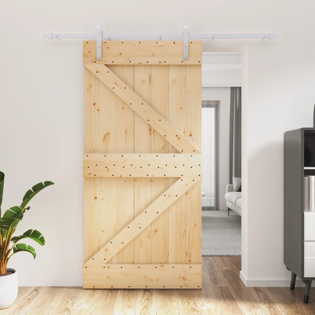 VidaXL Schiebetür mit Beschlägen 100x210 cm massives Kiefernholz