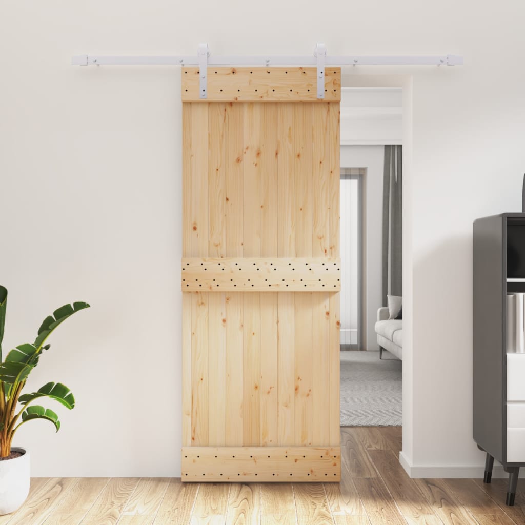 VidaXL Schiebetür mit Beschlägen 80x210 cm massives Kiefernholz