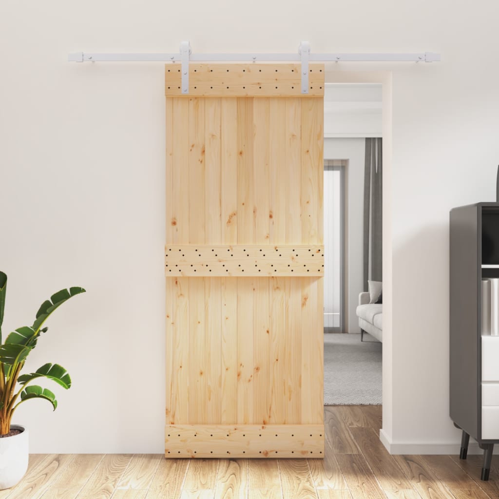 VidaXL Schiebetür mit Beschlägen 85x210 cm massives Kiefernholz