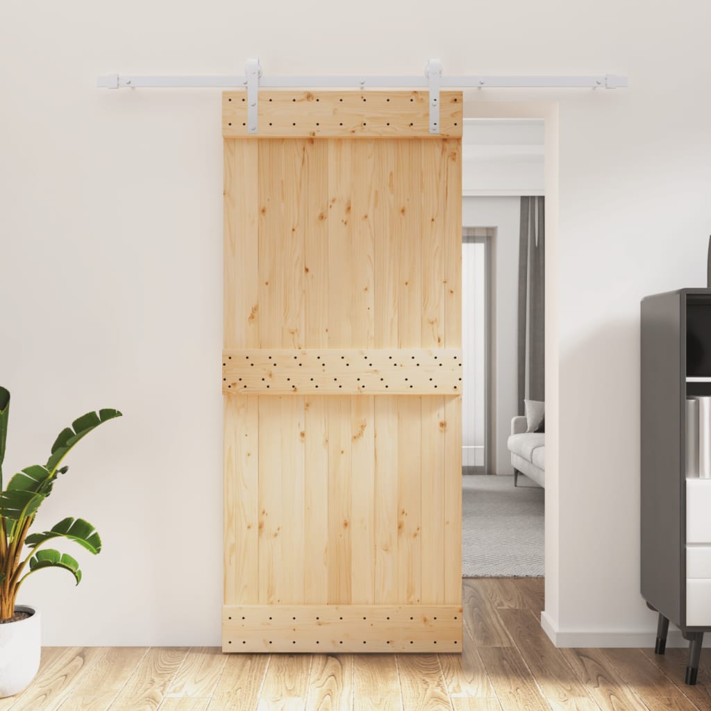 VidaXL Schiebetür mit Beschlägen 90x210 cm massives Kiefernholz