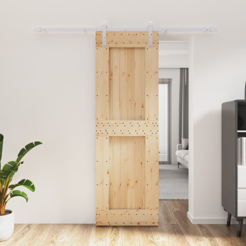 VidaXL Schiebetür mit Beschlägen 70x210 cm massives Kiefernholz