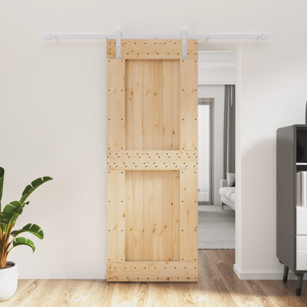 VidaXL Schiebetür mit Beschlägen 80x210 cm massives Kiefernholz