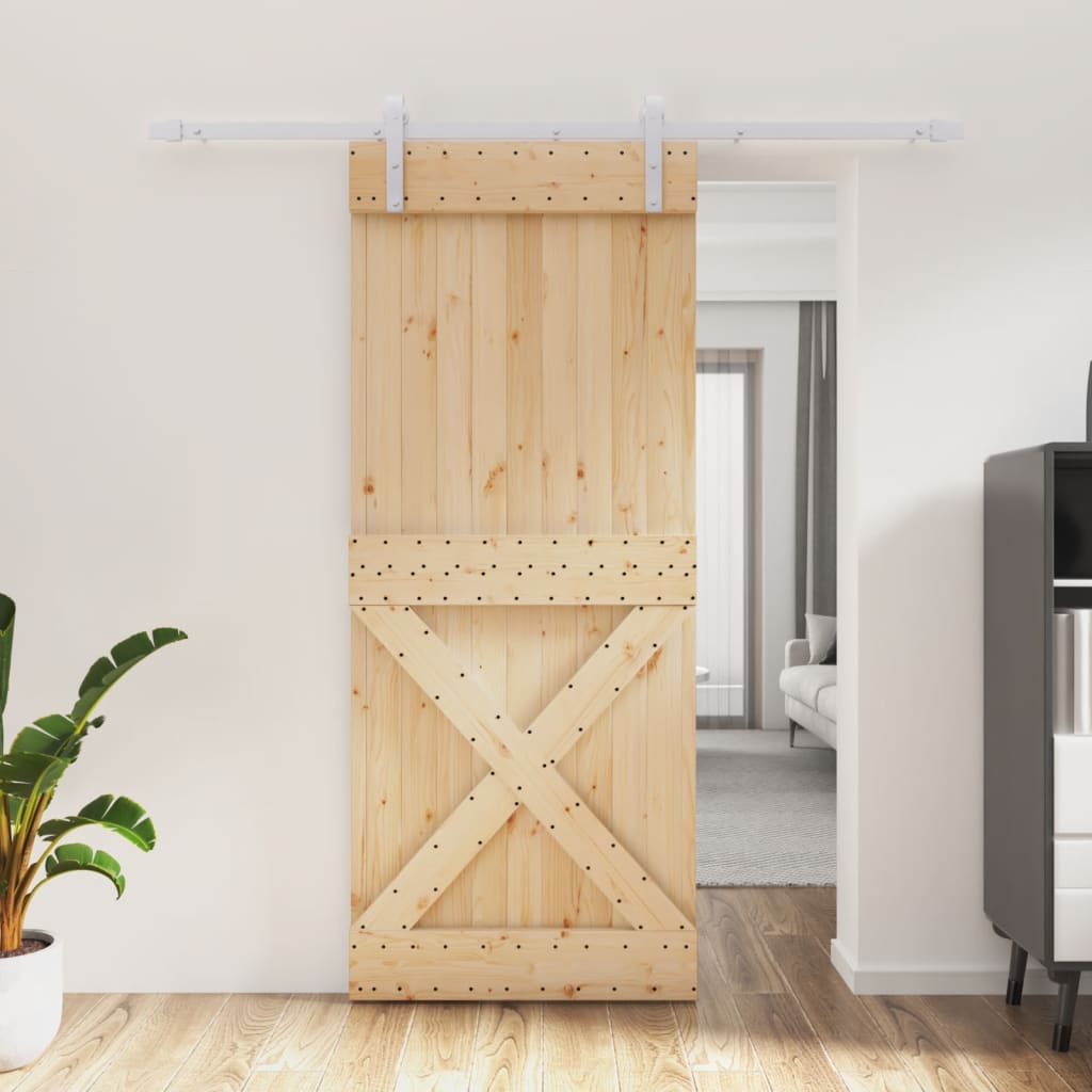 VidaXL Schiebetür mit Beschlägen 85x210 cm massives Kiefernholz