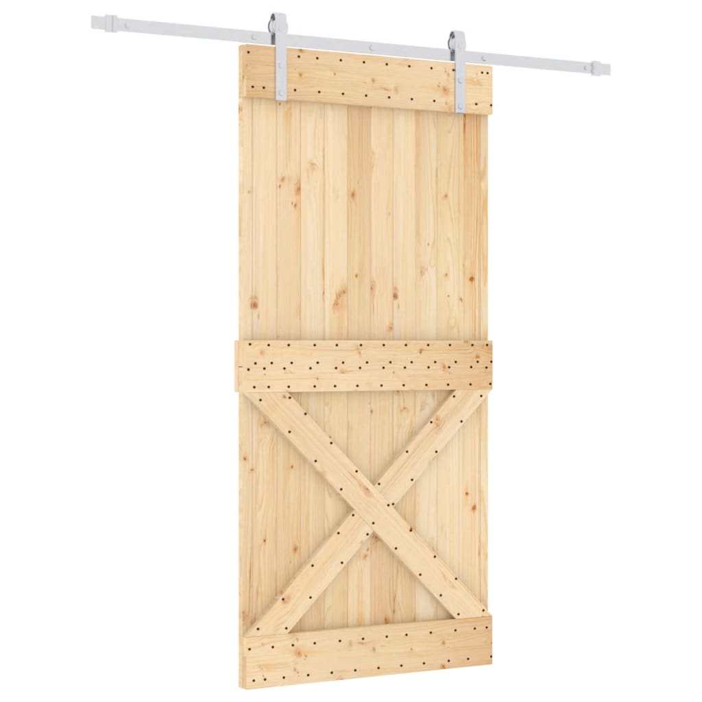 VidaXL Schiebetür mit Beschlägen 95x210 cm massives Kiefernholz