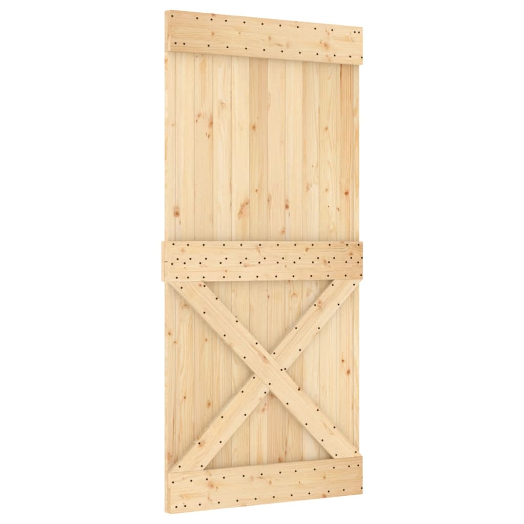 VidaXL Schiebetür mit Beschlägen 95x210 cm massives Kiefernholz