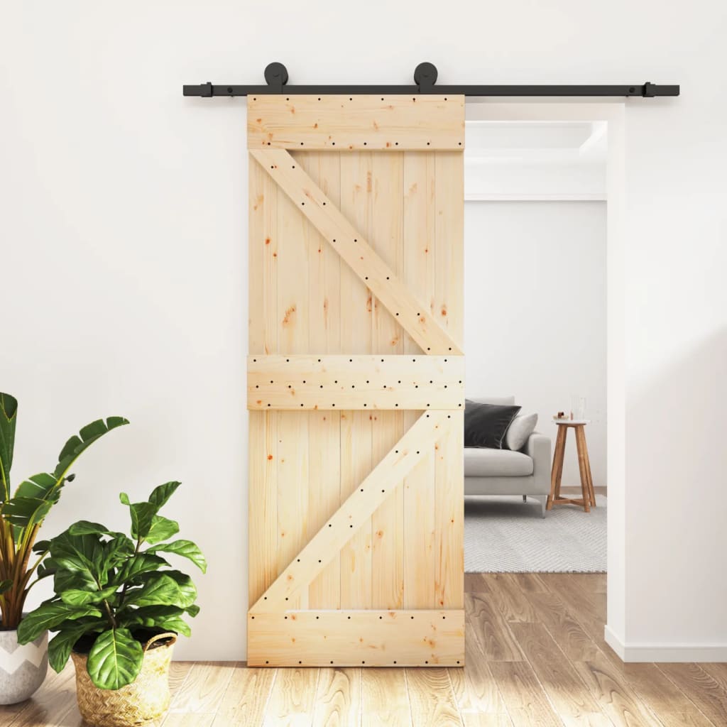 VidaXL Schiebetür mit Beschlägen 70x210 cm massives Kiefernholz