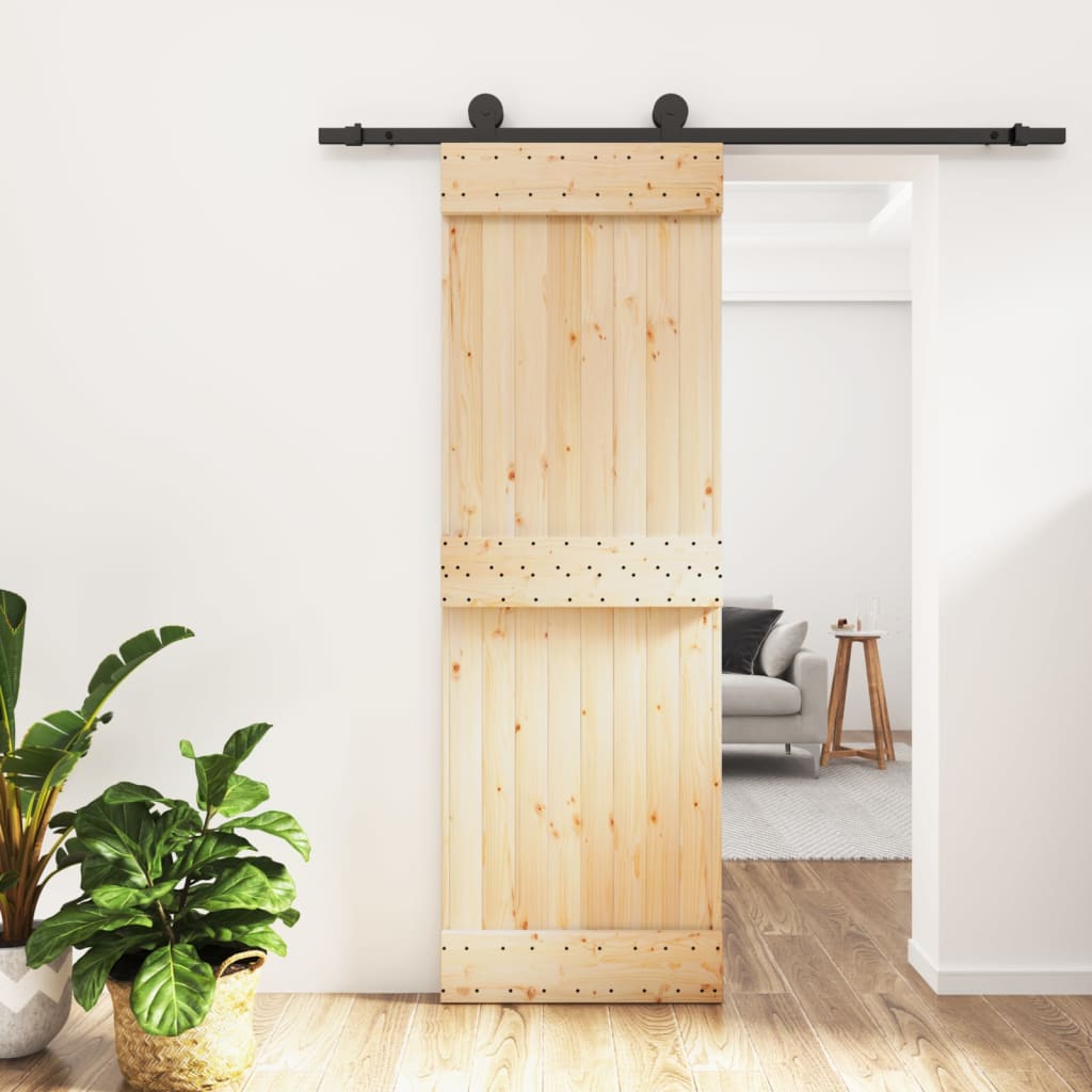 VidaXL Schiebetür mit Beschlägen 70x210 cm massives Kiefernholz