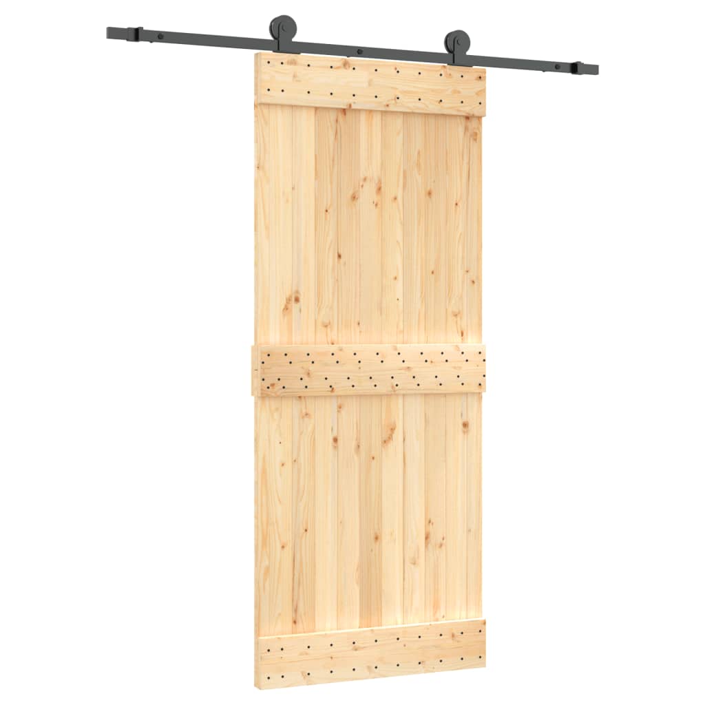 VidaXL Schiebetür mit Beschlägen 85x210 cm massives Kiefernholz