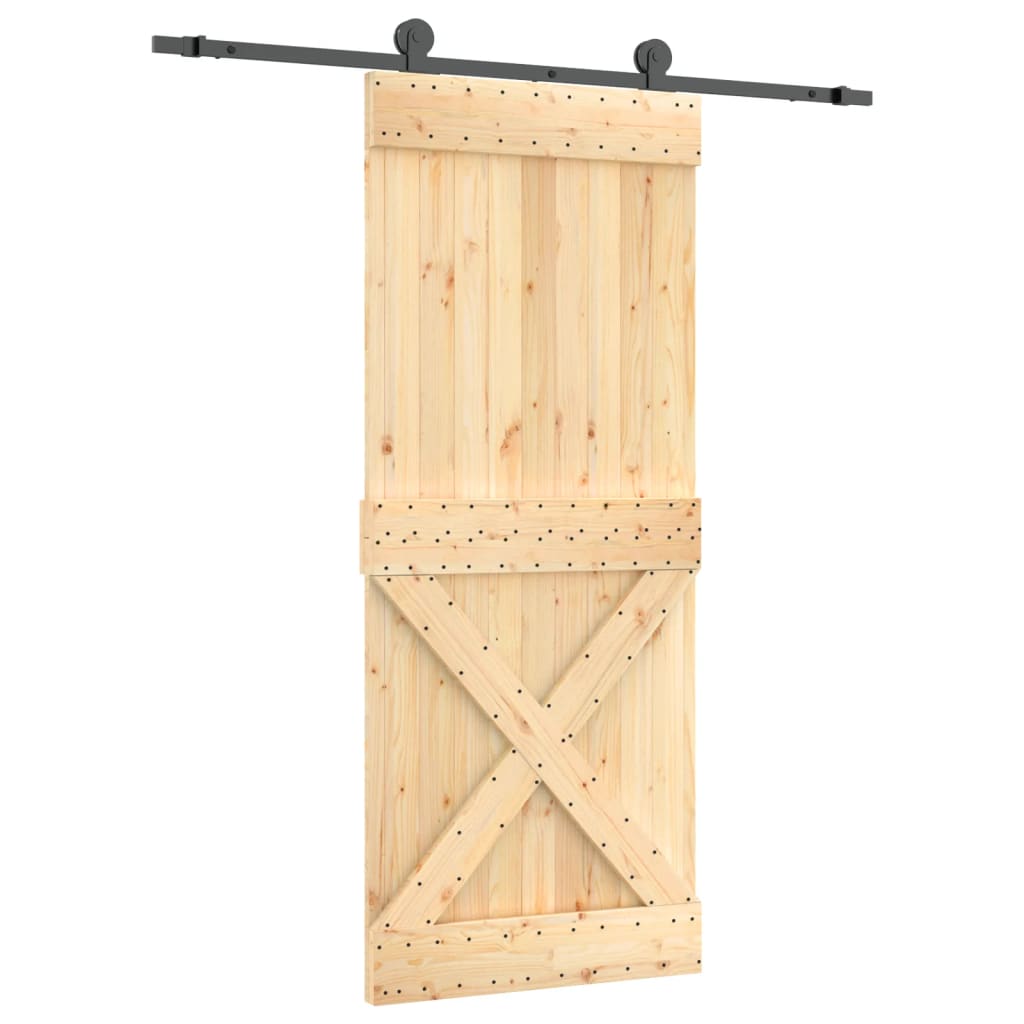 VidaXL Schiebetür mit Beschlägen 85x210 cm massives Kiefernholz