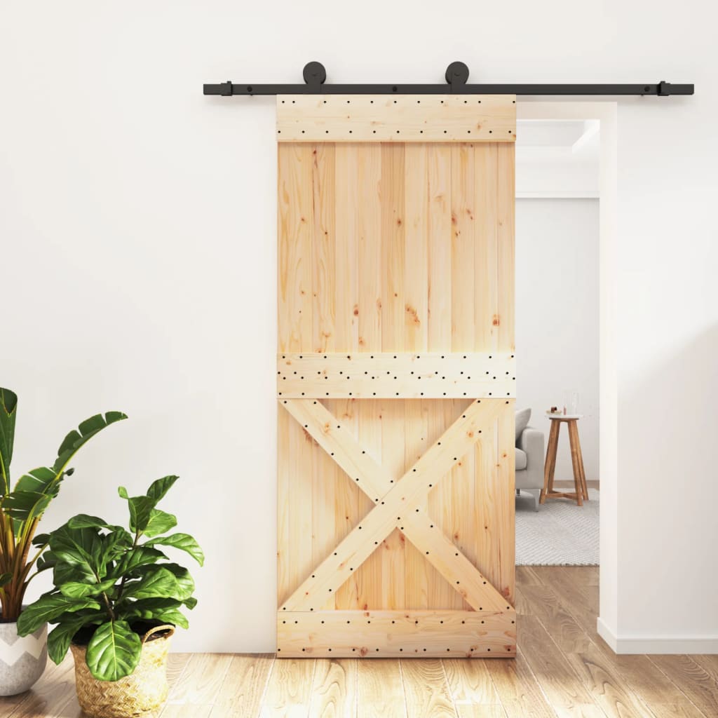 VidaXL Schiebetür mit Beschlägen 90x210 cm massives Kiefernholz