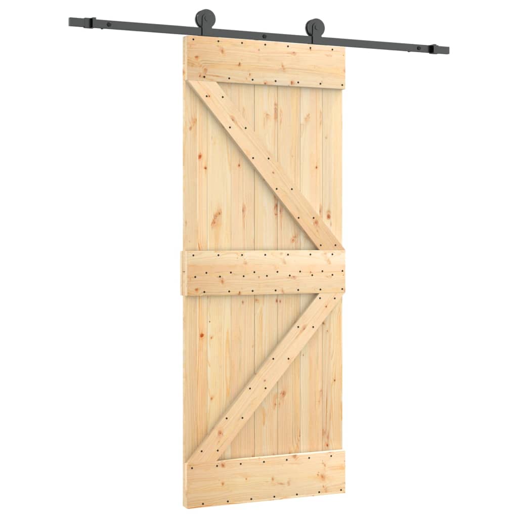 VidaXL Schiebetür mit Beschlägen 85x210 cm massives Kiefernholz