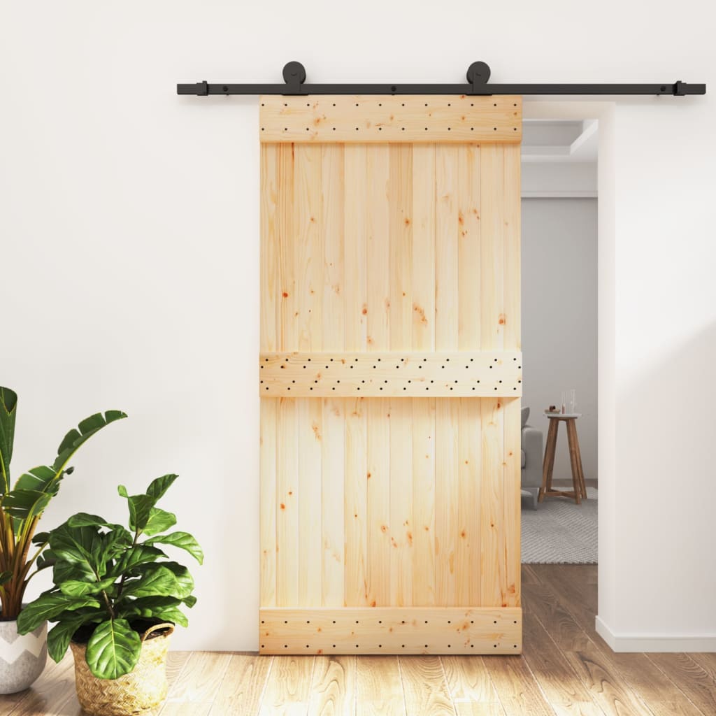 VidaXL Schiebetür mit Beschlägen 100x210 cm massives Kiefernholz