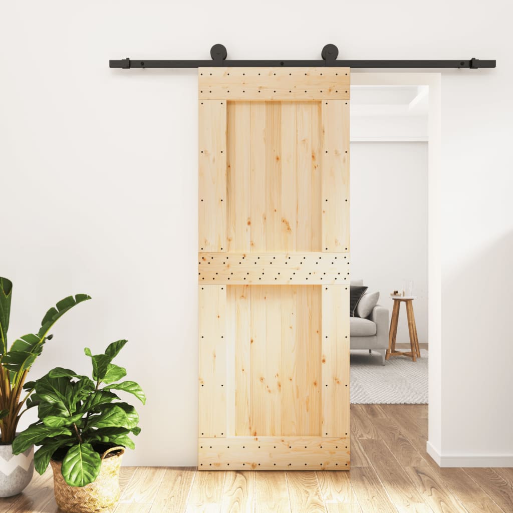 VidaXL Schiebetür mit Beschlägen 80x210 cm massives Kiefernholz