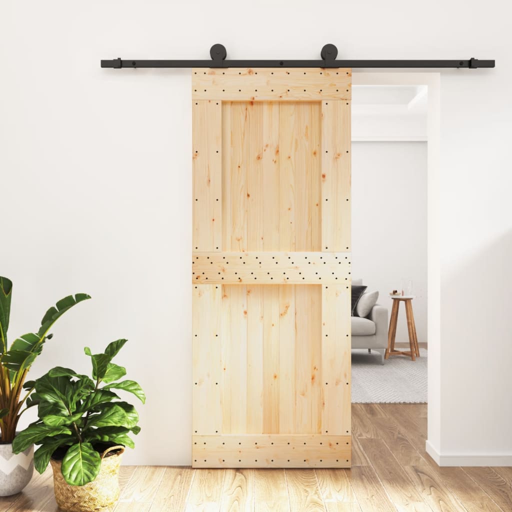 VidaXL Schiebetür mit Beschlägen 85x210 cm massives Kiefernholz