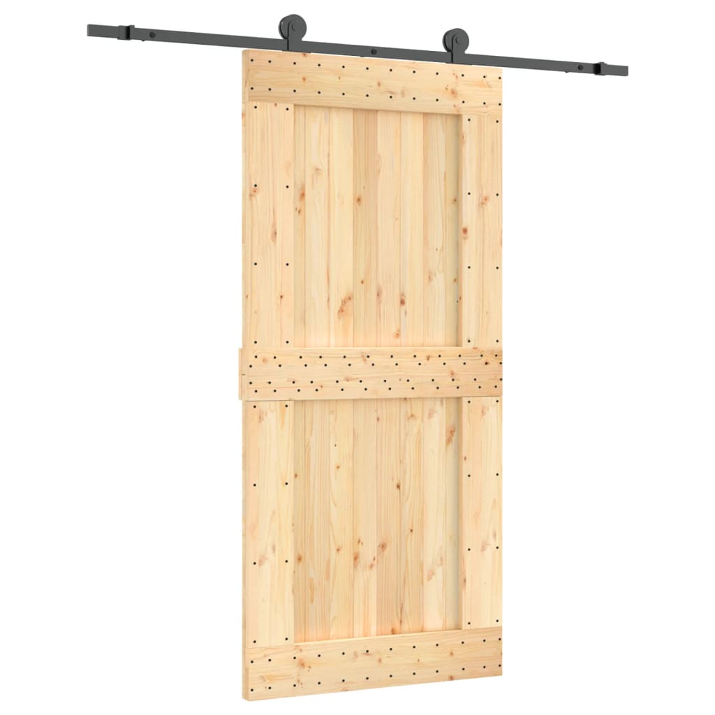 VidaXL Schiebetür mit Beschlägen 95x210 cm massives Kiefernholz