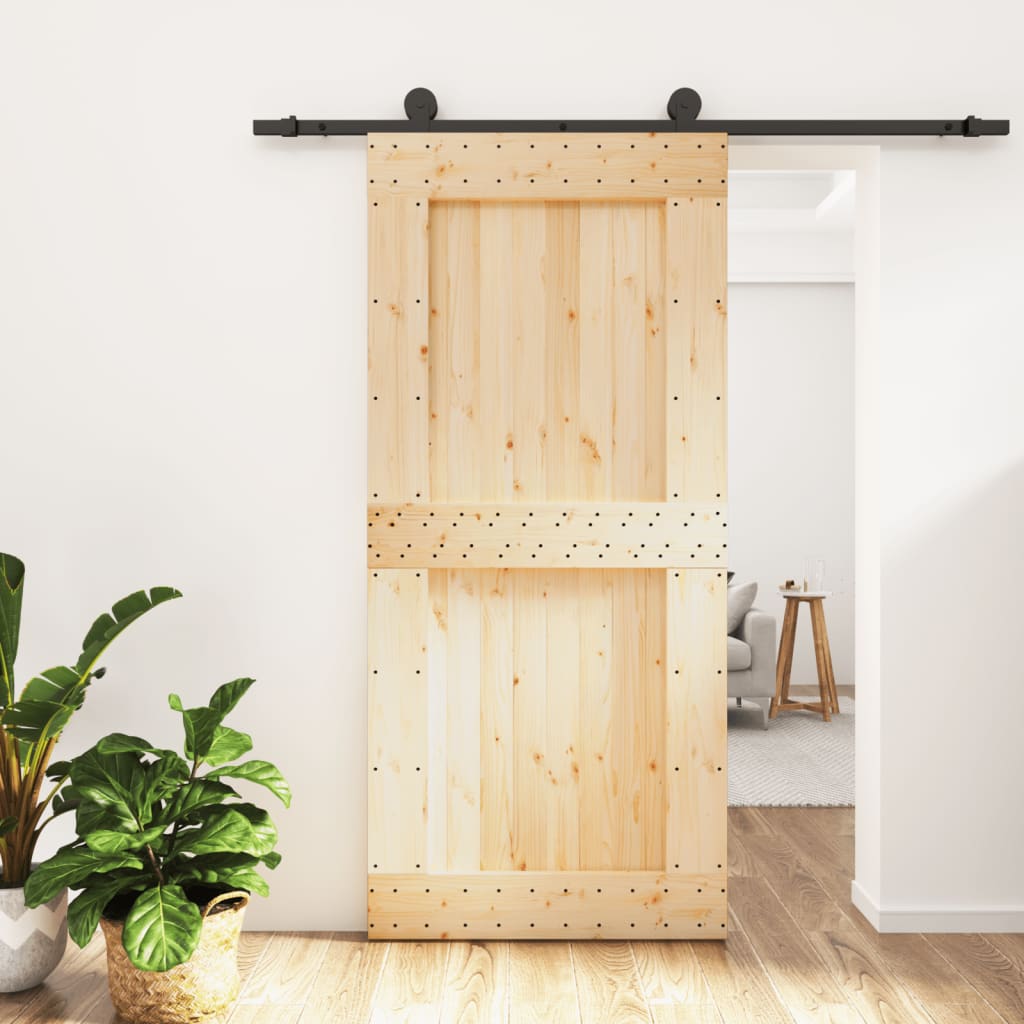 VidaXL Schiebetür mit Beschlägen 95x210 cm massives Kiefernholz