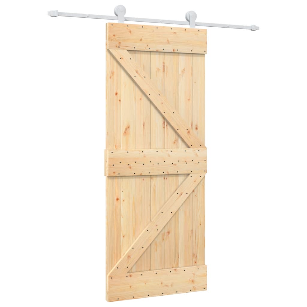 VidaXL Schiebetür mit Beschlägen 85x210 cm massives Kiefernholz