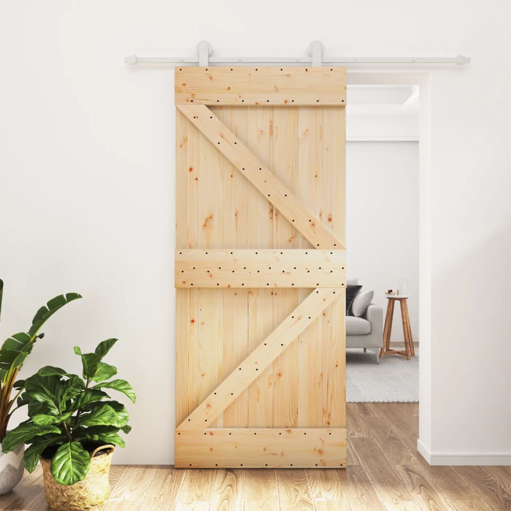 VidaXL Schiebetür mit Beschlägen 90x210 cm massives Kiefernholz